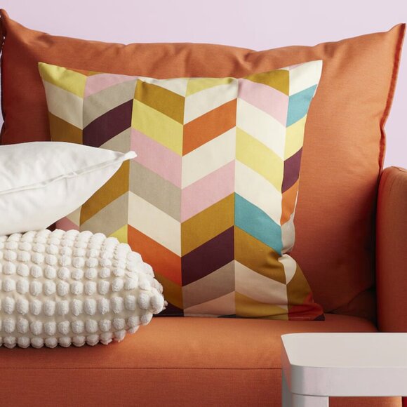 Ikea Cotton Chevron Pattern Pillow Covers 20 x 20" Colorful Double Sided 70s - Picture 7 of 7